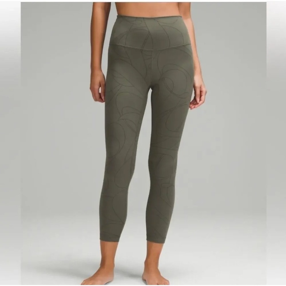 Lululemon Align High-Rise Pant Crop 23 Scripted Yogo Army Green Dark Olive 12